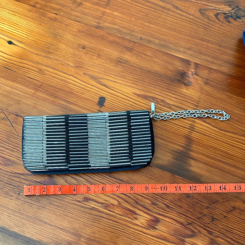 NWT BCBGMaxazria Blk/Silver Beaded Wristlet/Clutch